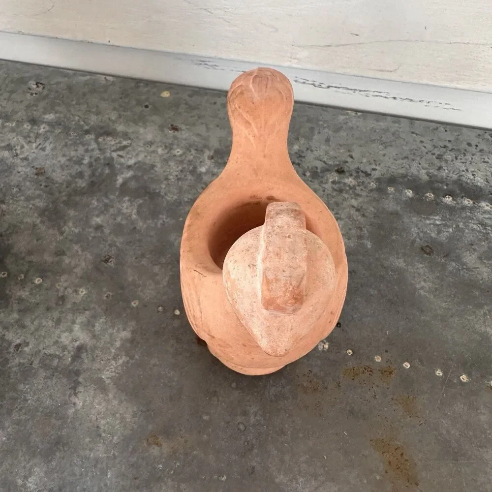 Vintage Terracotta Planter Hen Chicken Pottery Candle Holder Avon 6.5”